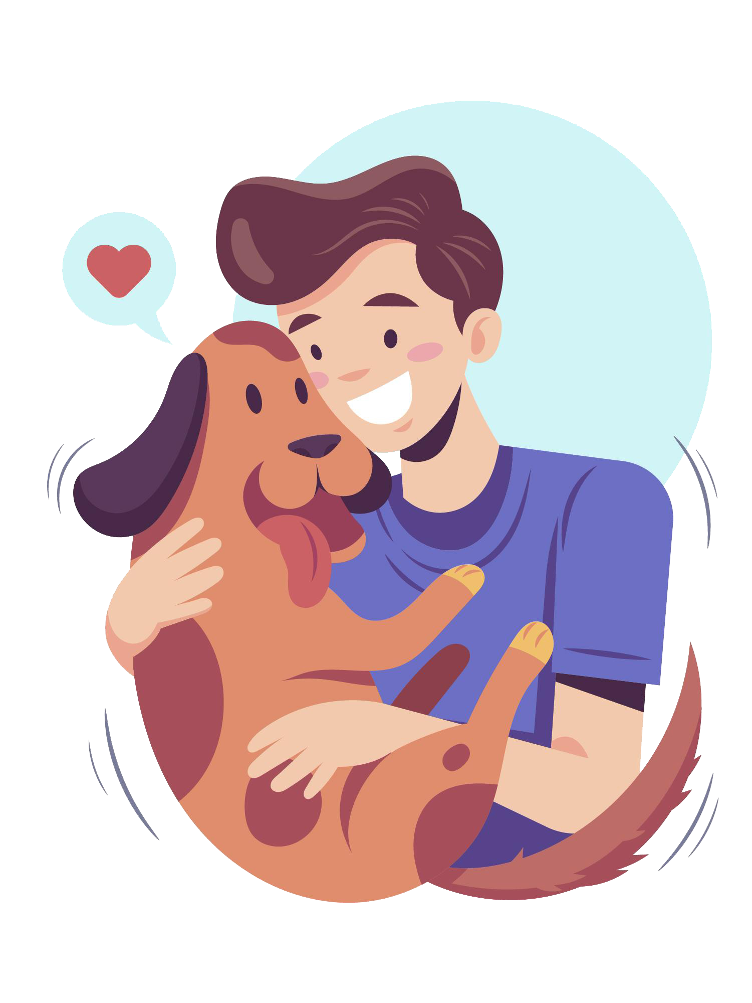 Ilustração: Homem Segurando um Cachorro.